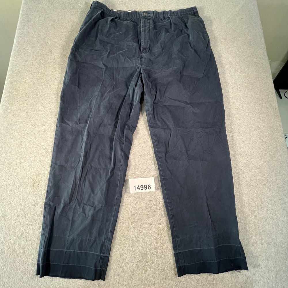 Polo By Ralph Lauren Andrew Chino Pants Mens Big 41x31 Navy Blue Flat Front